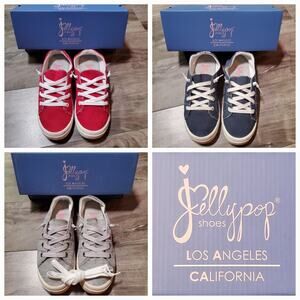 3 Jellypop Dallas Navy Red Grey Canvas Comfort Fit Women Casual Shoes Size 8.5M